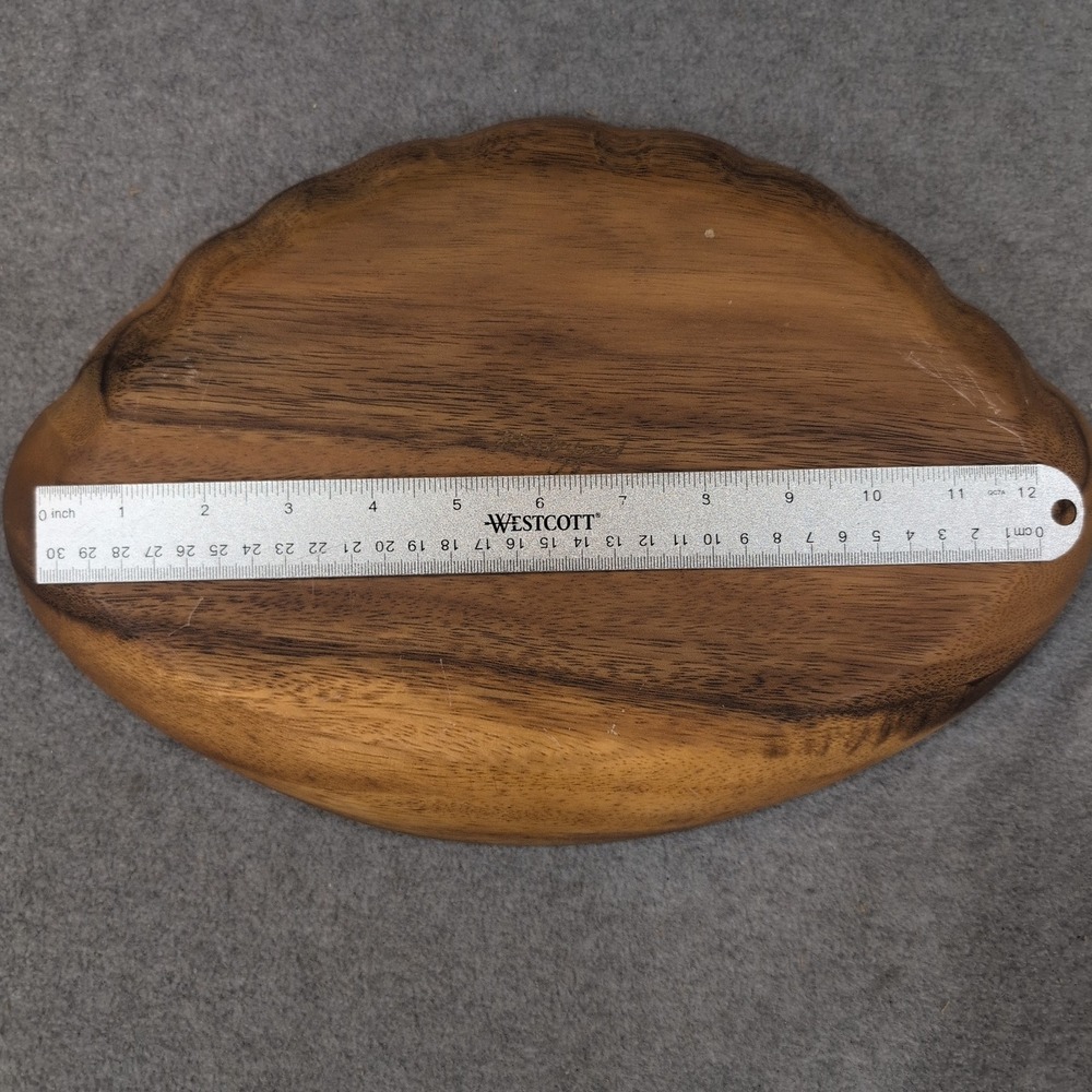 Vintage Monkey Pod Wood Scalloped Shell Chip‎ and Dip Serving Tray Hand Carved - Picture 5 of 6